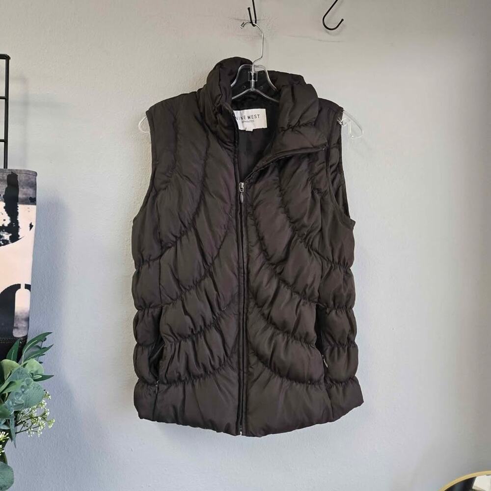 Nine West Brown Quilted Puffer‎ Vest Down & Feather Fill Winter Gorpcore Medium